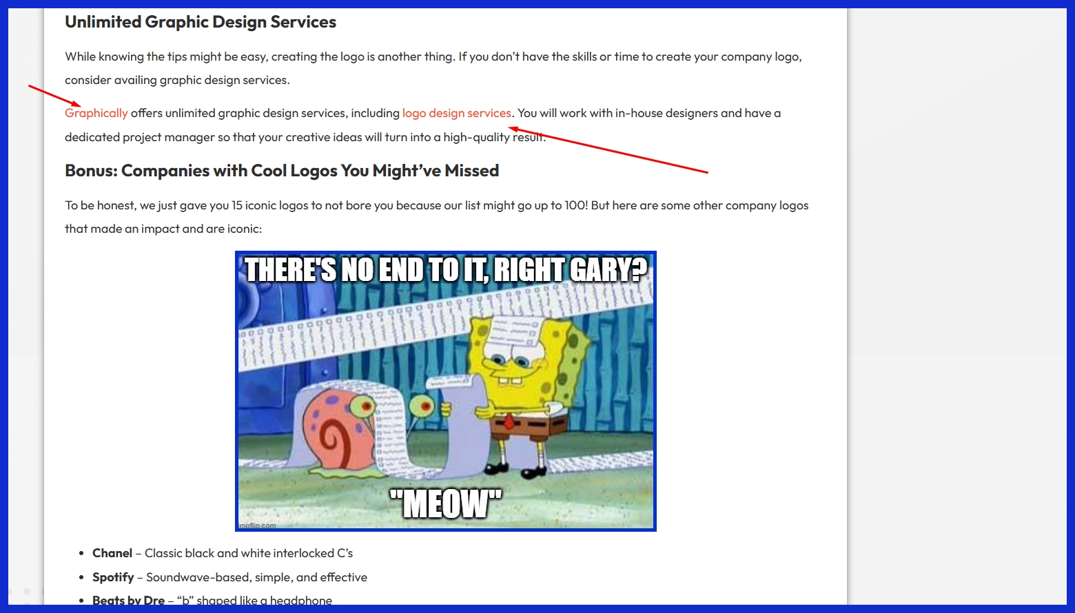 internal links for users