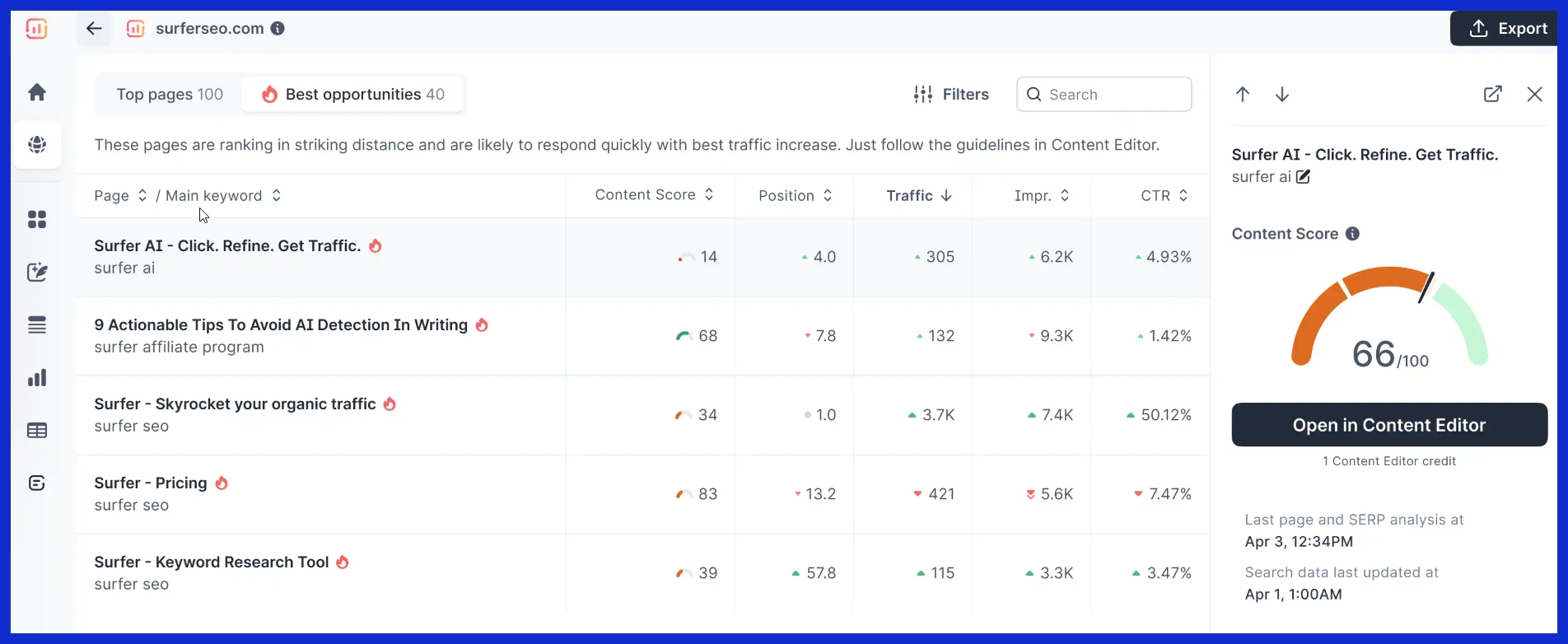 surfer content audit