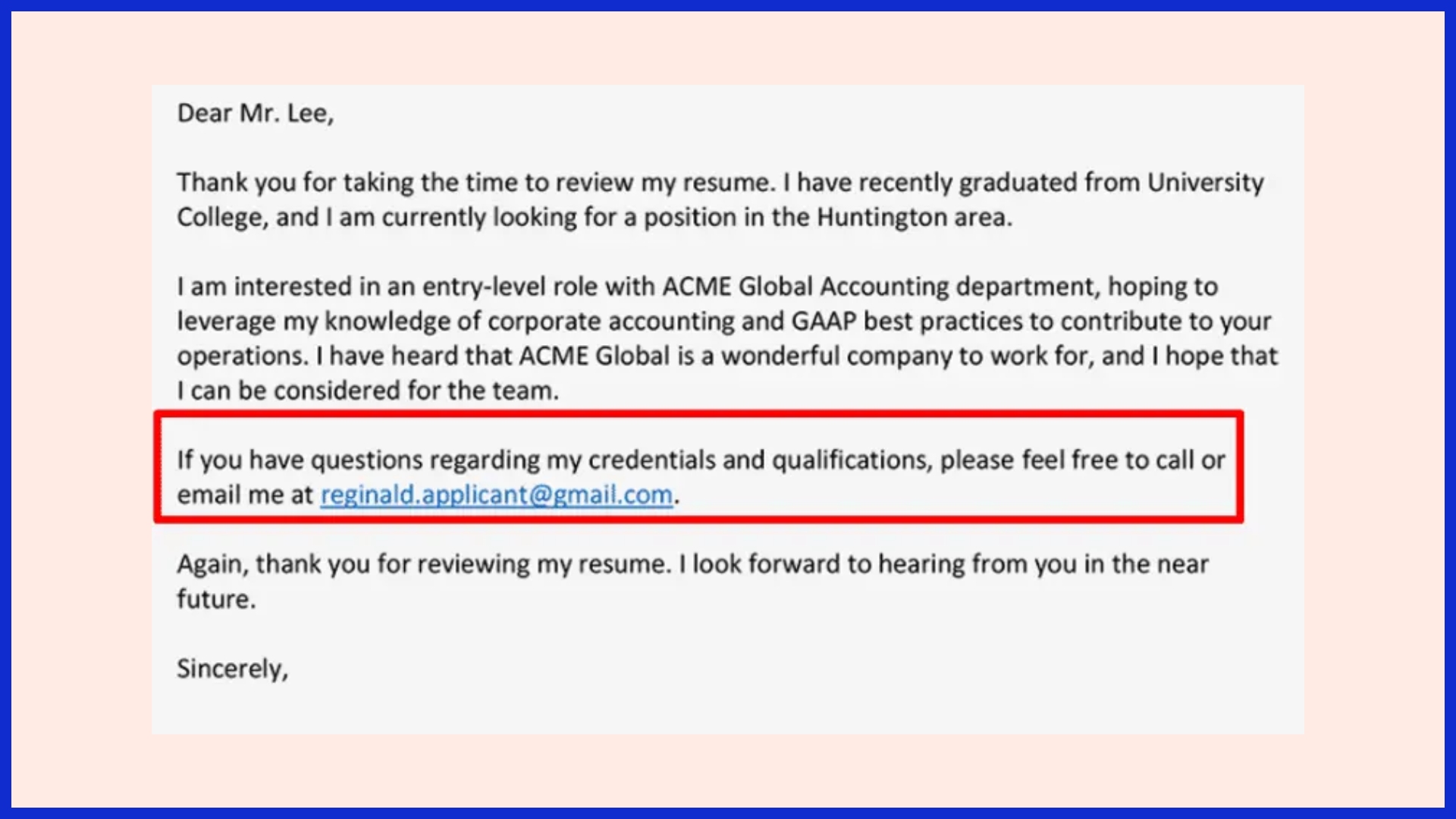 Job Inquiry Email