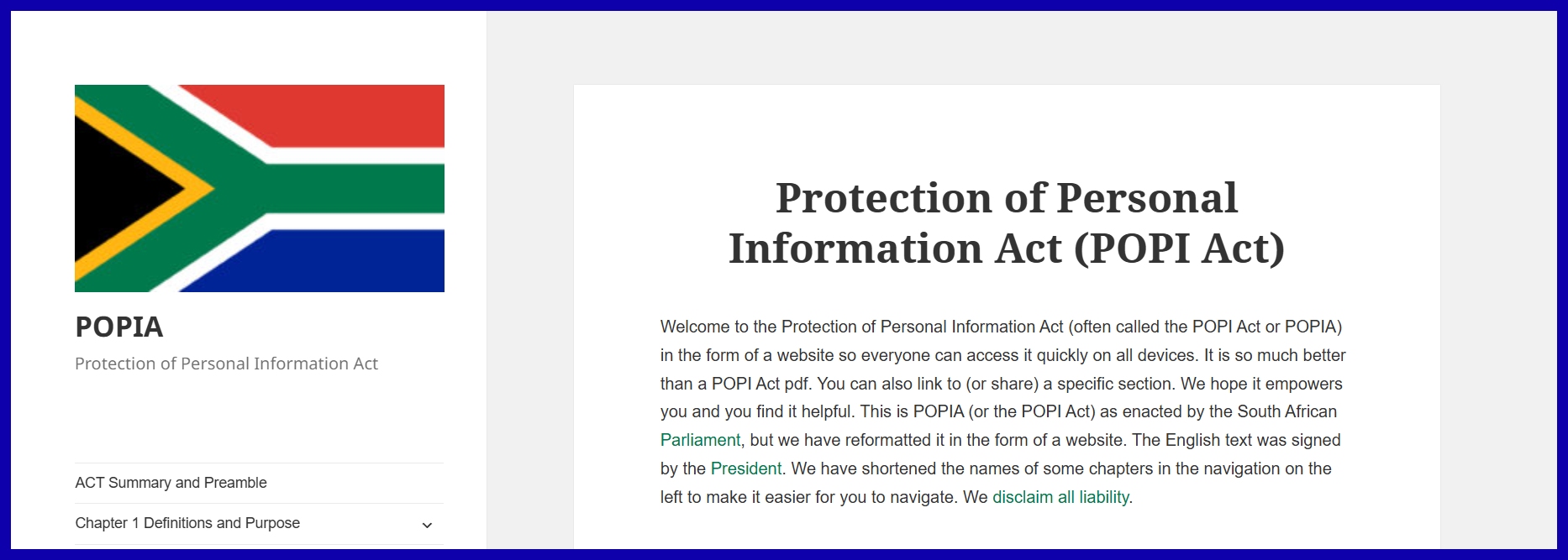 EU and local legislation